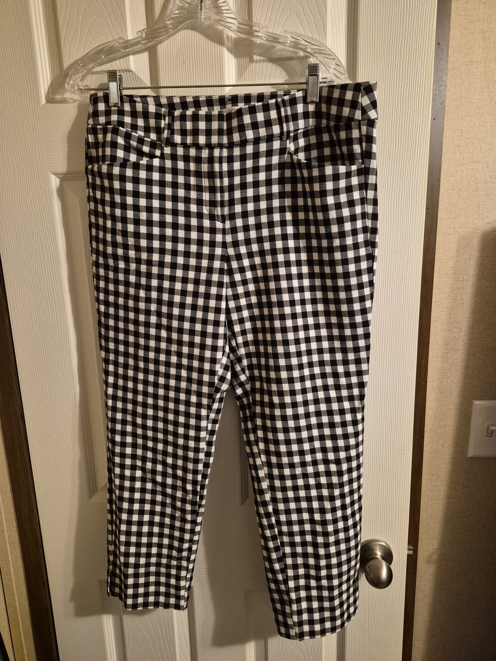 LOFT Marisa Straight Ankle Pants in Gingham Check Gingham Pants Black & White